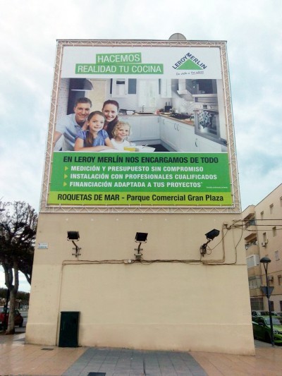 Banner publicitario Leroy Merlin @ Roquetas de Mar, Almería (España)