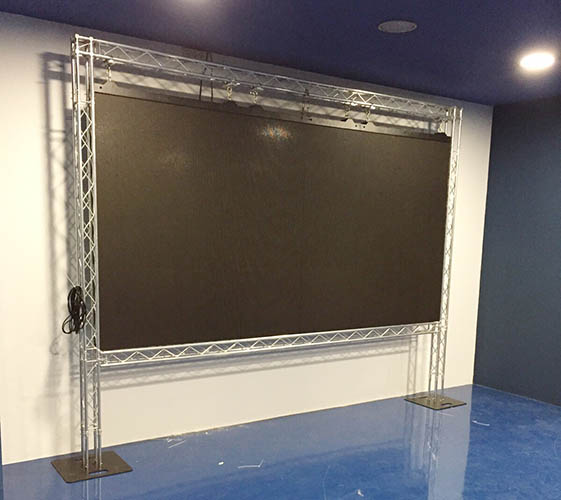 Trussing frame for LED screen @ Press Zone, Jose Rico Perez Stadium, Alicante (Spain) 