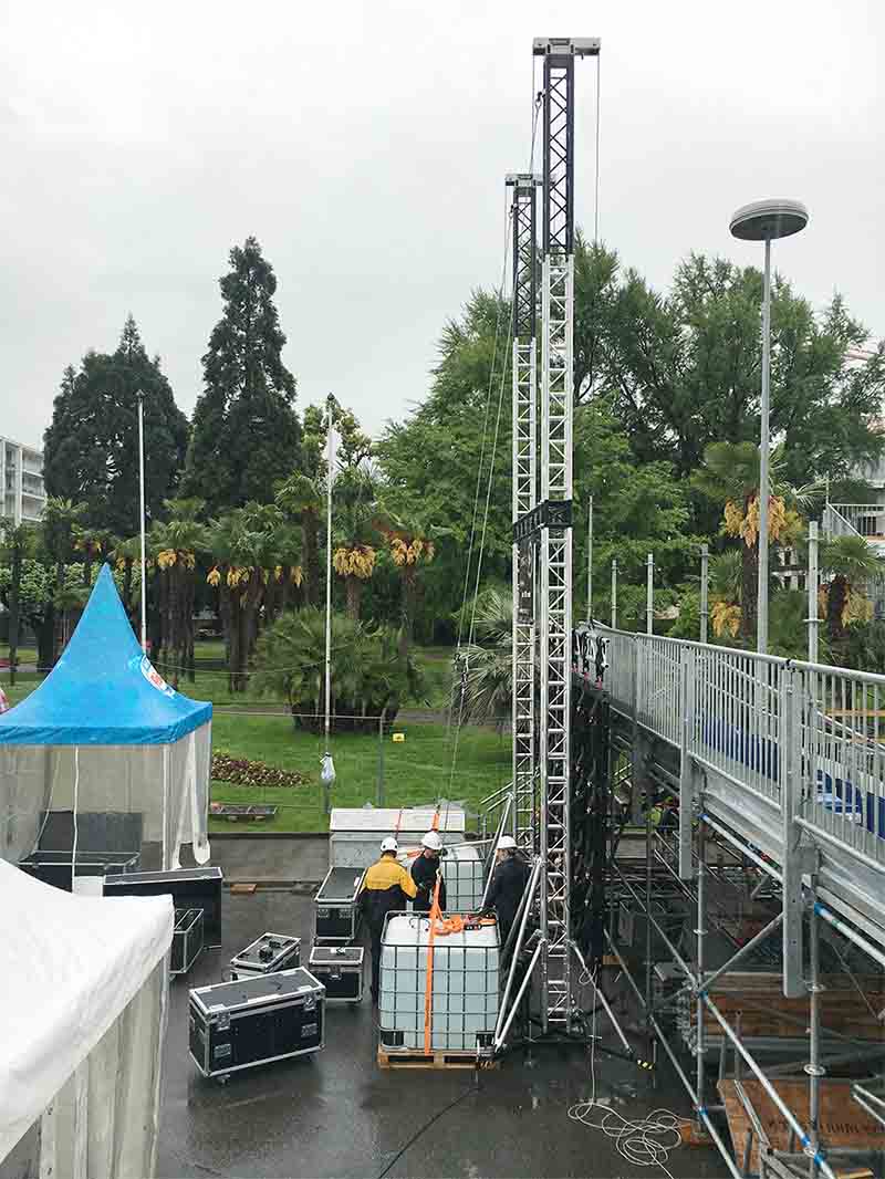 Ground support towers for a sport event Coop Beach Tour @ Locarno (Switzerland)