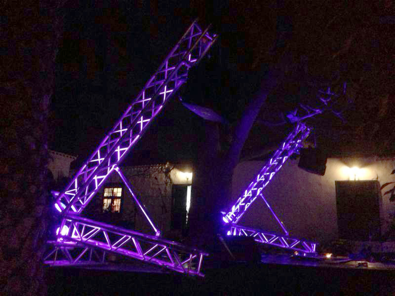 Trusses with lighting for outdoor night event @ Holy. Cruz Tenerife (Spain)